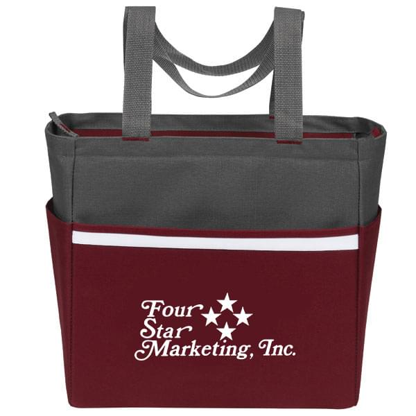 Two-Tone Accent Zip Tote