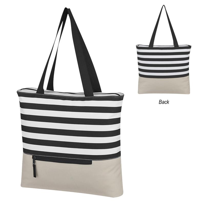 Broad Stripe Zippered Tote Bag