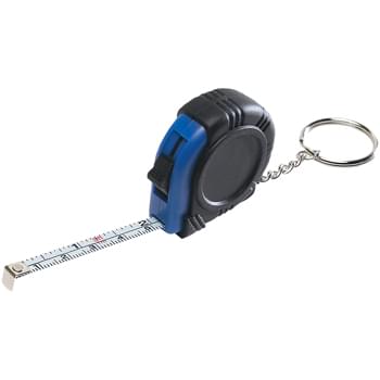 Rubber Tape Measure Key Tag With Laminated Label