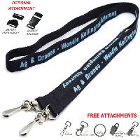 1/2 inch Double Ended Polyester Lanyards - <p>	* Top Quality durable fabric, easily washable and dried<br />	* Attachment clip on the both ends<br />	* One Color Front Imprint with step and repeat<br />	*Free PMS color match for Screen Print<br />	*See attachment options below, and note your selection in the "Special Instructions" field