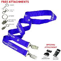 3/4 inch Double Ended Polyester Lanyards - <p> * Top Quality durable fabric, easily washable and dried<br/>  * Attachment clip on the both ends<br/>   *  One Color Front Imprint with step and repeat<br/>  *Free PMS color match for Screen Print<br/>  *See attachment options below, and note your selection in the "Special Instructions" field