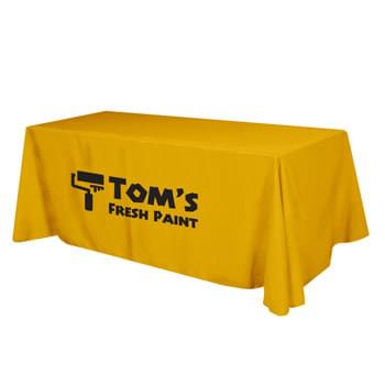 Flat Poly/Cotton 3-sided Table Cover - fits 8' standard table - Made of 65%/35% Poly/Cotton Twill (Weight 7-7.5 Oz/Sq. Yard) For All Colors Excluding Forest Green & Black | To Avoid Dye Migration, Forest Green & Black Use 100% Cotton Twill (Weight 8-8.5 Oz/Sq. Yard) Fabric (This Keeps White Imprints From Changing Colors) | Fits Table Size: 96" W x 29" H x 30" D | Covers Three Sides Of A 8 Foot Standard Table With Open Back | Works Great For Smaller Tables, Easily Tuck Edges To Provide A Neat Look | Rolled Hem And Rounded Corners