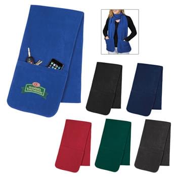Fleece Scarf With Pockets - Made Of 100% Polyester Fleece | 9" Deep Pockets On Ends | Available In 6 Popular Colors!