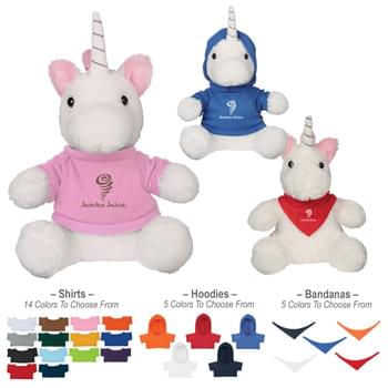 6" Mystic Unicorn - 14 Popular Shirt Colors | 5 Popular Hoodie Or Bandana Colors | These Cute, Cuddly Animals Are A Great Way To Show Your Logo And Get Your Message Across