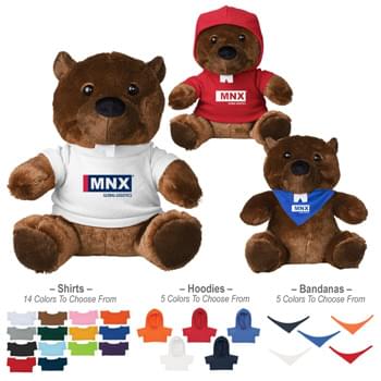6" Bucky Beaver - 14 Popular Shirt Colors | 5 Popular Hoodie Or Bandana Colors | These Cute, Cuddly Animals Are A Great Way To Show Your Logo And Get Your Message Across