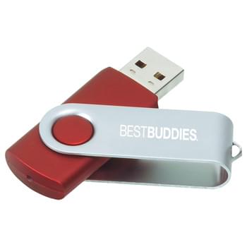 Rotate Flash Drive 16GB - Flash drive folds into a protective aluminum cover. RoHS compliant. Plug and play technology on Windows XP or above and Mac OSX or higher.