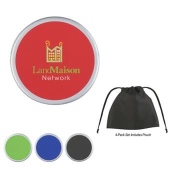 Two-Tone Coaster - CLOSEOUT! Please call to confirm inventory available prior to placing your order!<br />Black Felt Backing Is Skid Resistant And Easy On All Surfaces | Available Individually Or In 4-Pack Sets