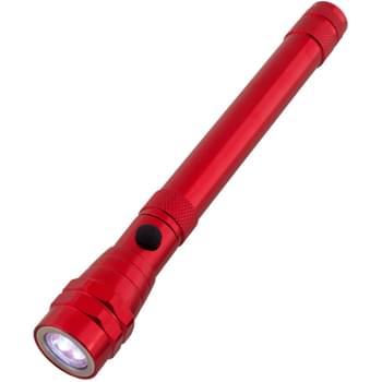 Telescopic Aluminum Flashlight With Magnet - 3 White LED Lights   | Push Button To Turn On/Off   | Button Cell Batteries Included   | Extendable Handle   | 360 Degree Flexible Head   | Magnetic Head And Base