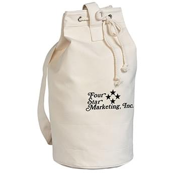 Heavy Canvas Cotton Boat Tote - This 100% Natural Cotton Nautical Inspired Tote With Heavy Cotton Cord Drawstring Top And Back Pocket Is Great For Boating, Resorts, Sports Or Travel | Spot Clean/Air Dry