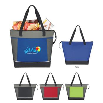 Mega Shopping Kooler Tote - Made Of 600D Polyester | PEVA Lining | 28" Nylon Web Carrying Handles | Front Pocket With Hook And Loop Closure | Zippered Main Compartment | Spot Clean/Air Dry