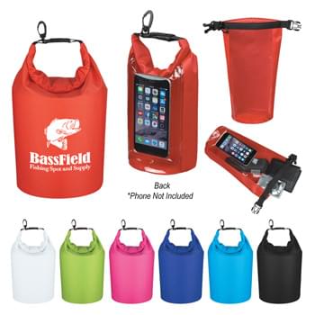 Waterproof Dry Bag With Window - Made Of 210T Ripstop Polyester With PVC Backing | Use Your Touch Screen Device Without Having To Remove From Inside Pocket | 2.5 Liter | Roll Top Closure With Clip For Snapping Onto Belts Or Other Bags | Floats If Dropped In The Water | Perfect For Keeping Your Contents Dry And Safe | Spot Clean/Air Dry