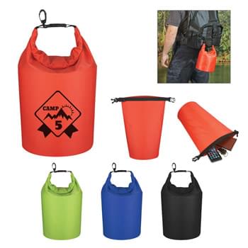 Waterproof Dry Bag - Made Of 210T Ripstop Polyester With PVC Backing | 5 Liter | Roll Top Closure With Clip For Snapping Onto Belts Or Other Bags | Floats If Dropped In The Water | Perfect For Keeping Your Contents Dry And Safe | Spot Clean/Air Dry
