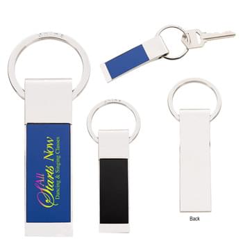 Two-Tone Rectangle Key Tag - Split Ring Attachment