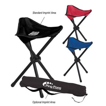 Folding Tripod Stool With Carrying Bag - Made Of 600D Nylon | 210D Nylon Carrying Bag With Shoulder Strap And Drawstring Closure | Steel Tubular Frame - Weight Limit 250 lbs.