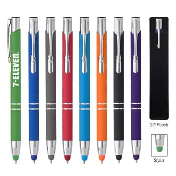 Dash Stylus Pen - Plunger Action    | Rubberized Aluminum Pen  | Push Down To Use Pen And Retract To Use Stylus