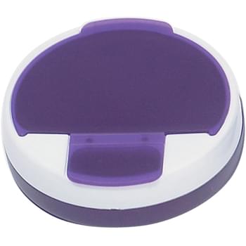 Round Pill Holder - 4 Separate Compartments | Meets FDA Requirements | Rotating Top With Large And Small Snap Lids