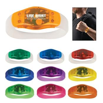 Safety Light Wristband - Stay Safely Visible While Running, Walking, Biking, Etc. | Two Different Light Settings | One Size Fits Most | Push Button To Turn On/Off | Button Cell Batteries Included