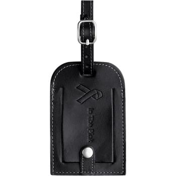 Millennium Leather Identification Tag - Holds a standard business card. Adjustable metal buckle. Flap cover with snap.