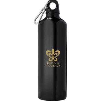 Pacific 26-oz. Aluminum Sports Bottle - Single-wall construction. Twist-on lid. Includes silver 5mm carabiner. Recyclable.