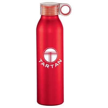Grom 22-oz. Aluminum Sports Bottle - Single-wall construction. Screw-on, spill-resistant clear lid with color pop feature on the hook. Easy carry. Matte, metallic color finish. Hand wash only. Follow any included care guidelines.