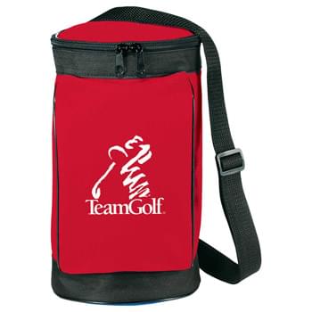 Golf Bag Cooler - Fully insulated main compartment with liner. Back and front zippered pockets. Removable and adjustable shoulder strap.