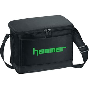 Out to Lunch 6-Pack Cooler Bag - PEVA insulation. Zippered main compartment. Front open pocket. Adjustable shoulder strap.