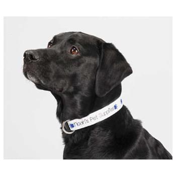 Full Color Pet Collar - 1"W x 20"L - Fully sublimation-dyed adjustable pet collar. 1-inch width. Heavy-duty, high-quality smooth polyester webbing with increased tensile strength. Includes snap lock plastic buckle, metal D-Ring, Tri-Glide & Loop. Packed in standard bundles of 25. Made in USA. FOB ZIP: RI, 02920